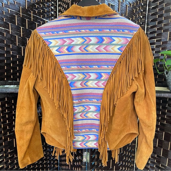 Vtg Lariat Genuine Suede Leather Fringe Jacket - Picture 3 of 10